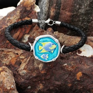 Angelfish Leather Bracelet - Sterling Silver 